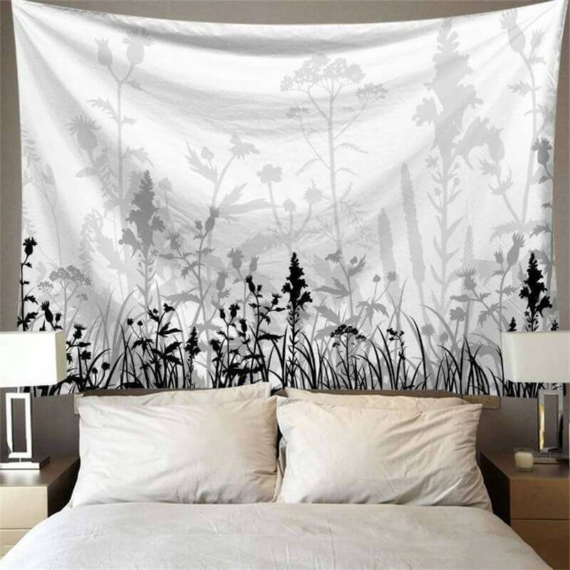 Lofaris Grey And Black Simple Forest Family Still Life Wall Tapestry