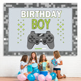 Load image into Gallery viewer, Lofaris Grey Game Machine Happy Birthday Party Backdrop For Boy