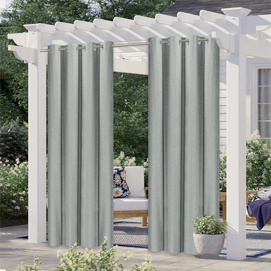 Lofaris Grey Gazebo Waterproof Grommet Top Outdoor Curtains for Front Porch