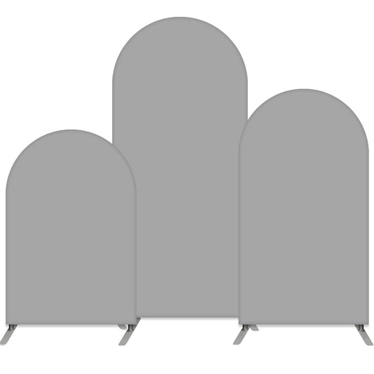 Lofaris Grey Solid Color Double Sided Arch Backdrop Kit for Party