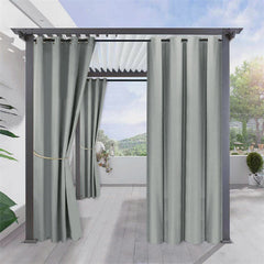 Lofaris Grey Window Waterproof Grommet Top Outdoor Curtains for Front Porch