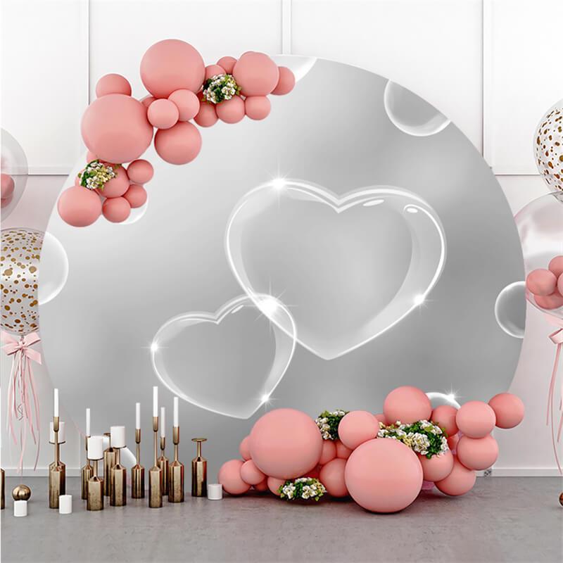 Lofaris Grey With Love Round Birthday Party Decoration Backdrop