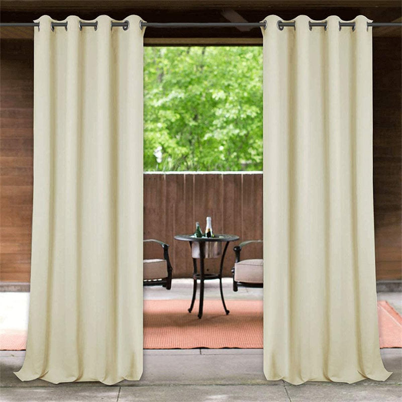 Lofaris Beige Waterproof Grommet Top Outdoor Curtains for Front Porch