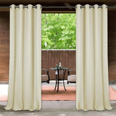 Lofaris Beige Waterproof Grommet Top Outdoor Curtains for Front Porch