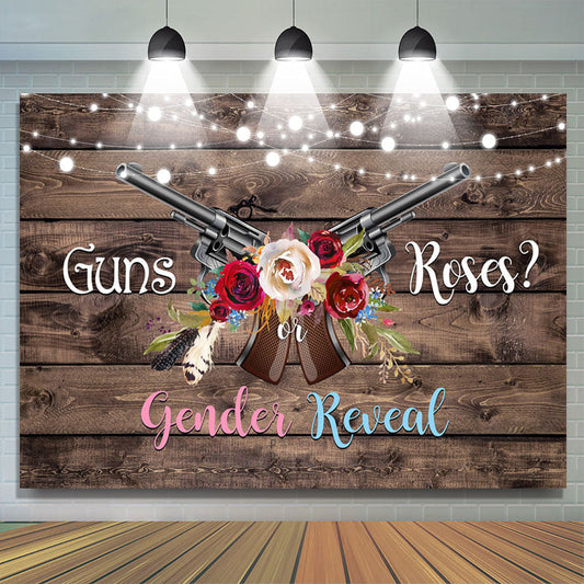 Lofaris Guns Or Roses Wooden Gender Reveal Baby Shower Backdrop