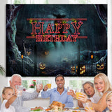Load image into Gallery viewer, Lofaris Halloween Black Theme Happy Birthday Backdorp For Party