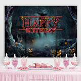 Load image into Gallery viewer, Lofaris Halloween Black Theme Happy Birthday Backdorp For Party