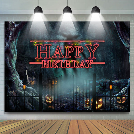 Lofaris Halloween Black Theme Happy Birthday Backdorp For Party