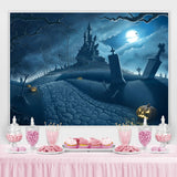 Load image into Gallery viewer, Lofaris Halloween Horror Night Castle Tree Pumpkin Lamps Backdrop