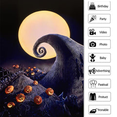 Lofaris Halloween Night Full Moon Pumpkin Lantern Scary Backdrop