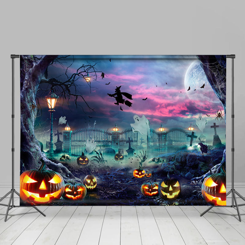 Lofaris Halloween Punpkins And Boos Scary Night Theme Backdrop