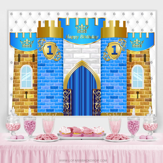 Lofaris Happy 1St Birthday Castle Crown Backdrop For Kids