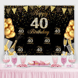 Load image into Gallery viewer, Lofaris Happy 40Th Birthday Black and Golden Balloon Backdrop