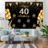 Load image into Gallery viewer, Lofaris Happy 40Th Birthday Black and Golden Balloon Backdrop