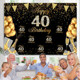 Load image into Gallery viewer, Lofaris Happy 40Th Birthday Black and Golden Balloon Backdrop