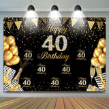Load image into Gallery viewer, Lofaris Happy 40Th Birthday Black and Golden Balloon Backdrop