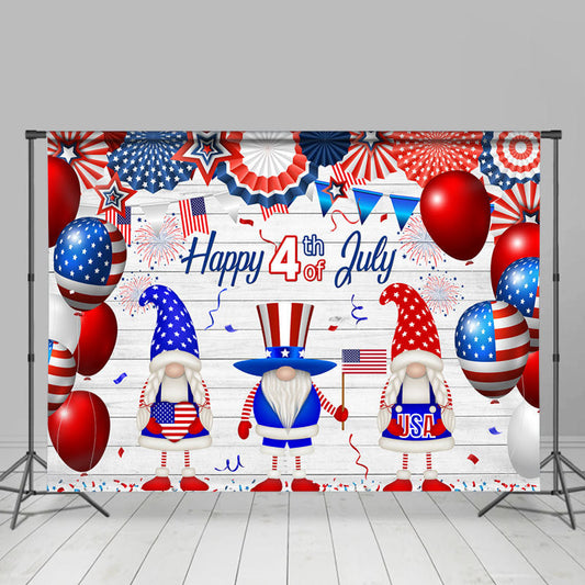 Lofaris Happy 4th Of July Red Blue Dwarf Independence Day Backdrop