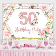 Lofaris Happy 50Th Birthday Party Pink Roses Backdrop for Woman