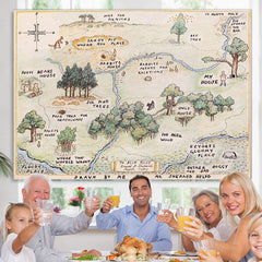 Lofaris Happy Bear Old Style Home Map Birthday Party Backdrop