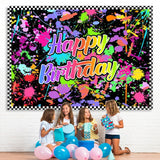 Load image into Gallery viewer, Lofaris Happy Birthday Colorful Graffiti Splash Paint Backdrop