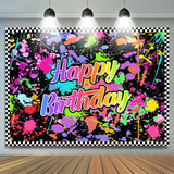 Load image into Gallery viewer, Lofaris Happy Birthday Colorful Graffiti Splash Paint Backdrop