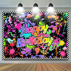 Lofaris Happy Birthday Colorful Graffiti Splash Paint Backdrop