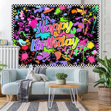 Load image into Gallery viewer, Lofaris Happy Birthday Colorful Graffiti Splash Paint Backdrop