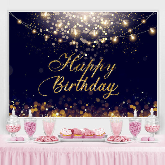 Lofaris Happy Birthday Gold Glitter Bokeh Backdrop for Party