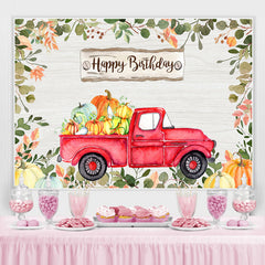 Lofaris Happy Birthday Greeny Cartoon Pumpkins Red Car Backdrop