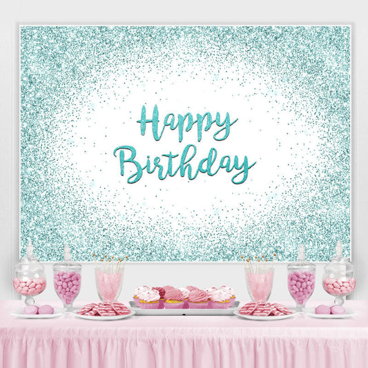 Lofaris Happy Birthday Mint Green Glitter Bokeh Backdrop for Party