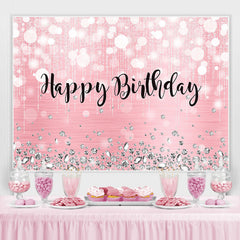 Lofaris Happy Birthday Pink Glitter Bokeh Backdrop for Party