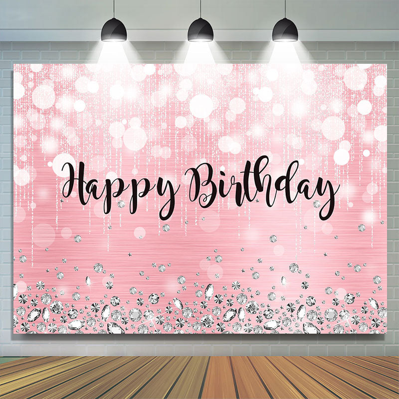 Lofaris Happy Birthday Pink Glitter Bokeh Backdrop for Party