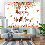 Load image into Gallery viewer, Lofaris Happy Birthday Red and Yellow Leaves Backdrop
