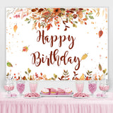 Load image into Gallery viewer, Lofaris Happy Birthday Red and Yellow Leaves Backdrop