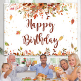 Load image into Gallery viewer, Lofaris Happy Birthday Red and Yellow Leaves Backdrop