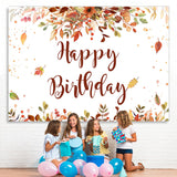 Load image into Gallery viewer, Lofaris Happy Birthday Red and Yellow Leaves Backdrop