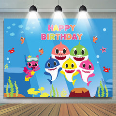 Lofaris Happy Birthday Shark Baby Family Party Backdrop for Kids