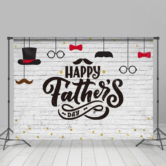Lofaris Happy Fathers Day Beard Gold Glitter Brick Backdrop