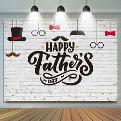 Lofaris Happy Fathers Day Beard Gold Glitter Brick Backdrop