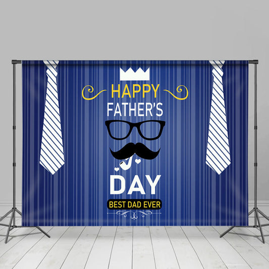 Lofaris Happy Fathers Day Beard Tie Blue Backdrop for Photo