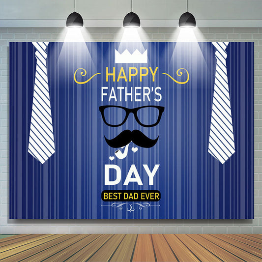 Lofaris Happy Fathers Day Beard Tie Blue Backdrop for Photo