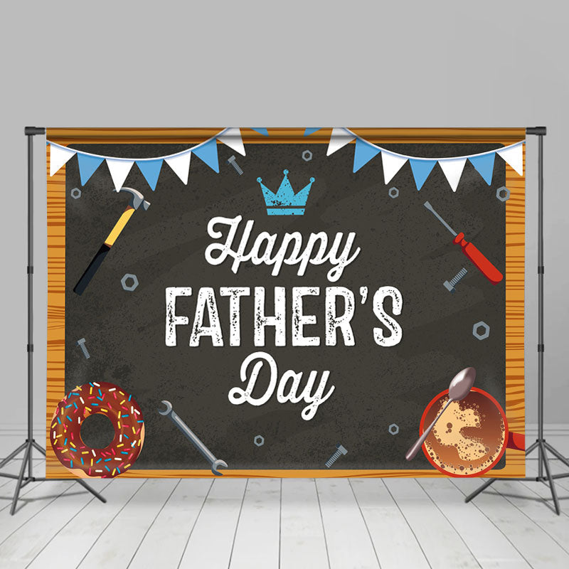 Lofaris Happy Fathers Day Tools Donuts And Coffee Backdrop