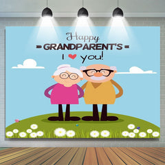 Lofaris Happy Grandparents Grass Land Love Holiday Backdrop