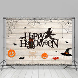Load image into Gallery viewer, Lofaris Happy Halloween Witch Bat Wood Theme Party Backdrop