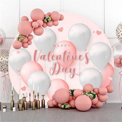 Lofaris Happy Valentine’S Day Pink-White Balloon Circle Backdrop