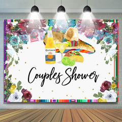 Lofaris Hat And Drinks Theme Floral White Couples Shower Backdrop