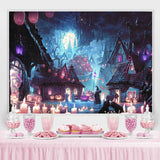 Load image into Gallery viewer, Lofaris Haunted House Pumpkin Lantern Candle Scary Night Halloween Backdrop