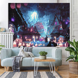 Load image into Gallery viewer, Lofaris Haunted House Pumpkin Lantern Candle Scary Night Halloween Backdrop