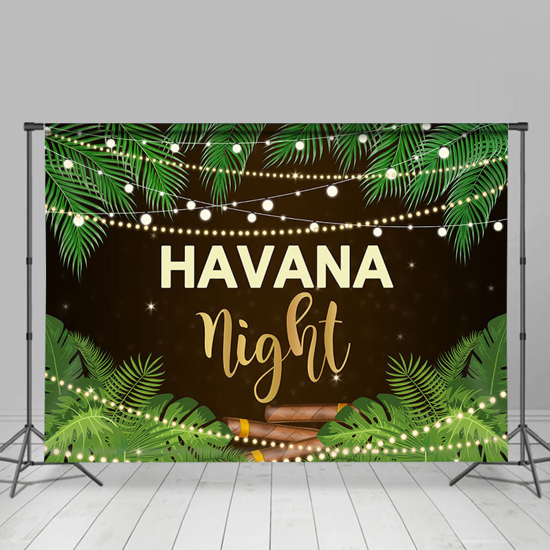 Lofaris Havana Night Green Leaves Backdrop for Dance Party