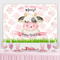 Lofaris Have You Heard The Moos Pink Glitter Grass Birthday Backdrop